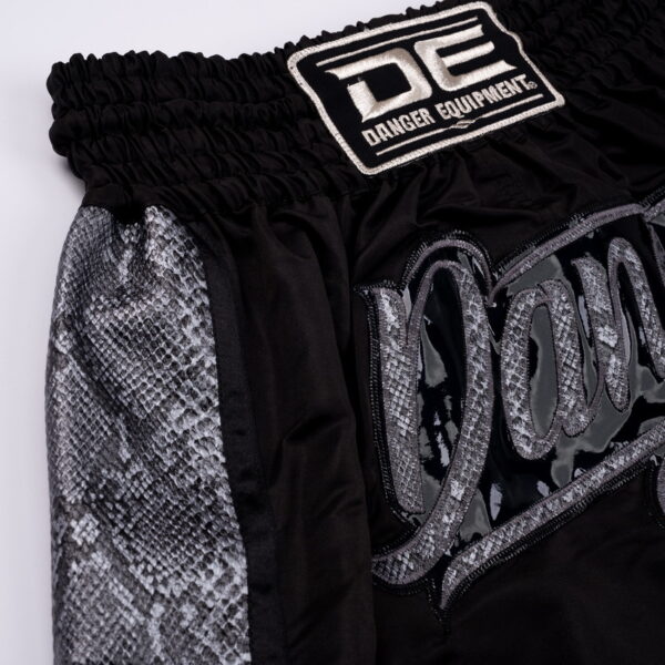 DANGER - Wild Line Muay Thai Shorts Black/Silver - Image 2
