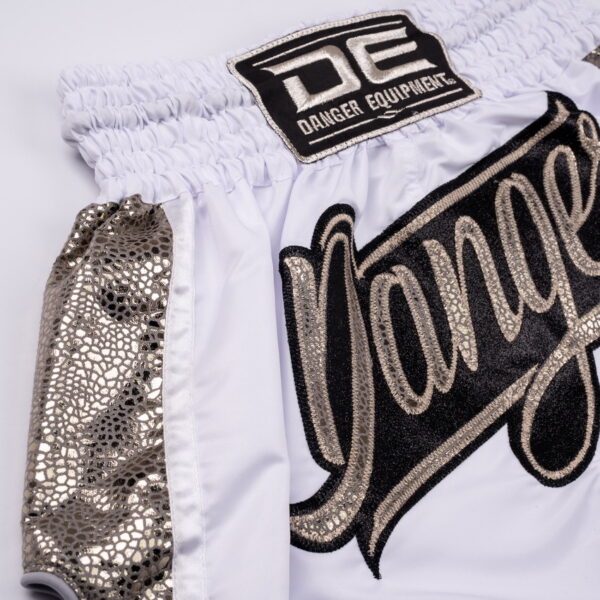 DANGER - Wild Line Muay Thai Shorts White/Gold - Image 2