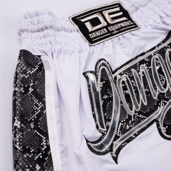 DANGER - Wild Line Muay Thai Shorts White/Silver - Image 2