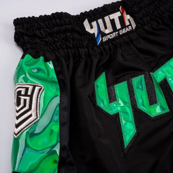 YUTH - Hologram Muay Thai Shorts Black/Green - Image 2