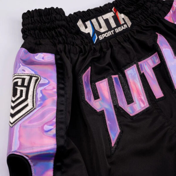 YUTH - Hologram Muay Thai Shorts Black/Purple - Image 2