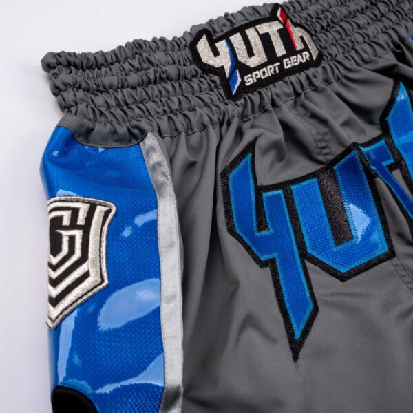 YUTH - Hologram Muay Thai Shorts Grey/Blue - Image 2