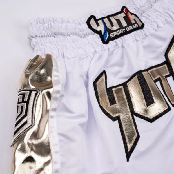 YUTH - Hologram Muay Thai Shorts White/Gold - Image 2