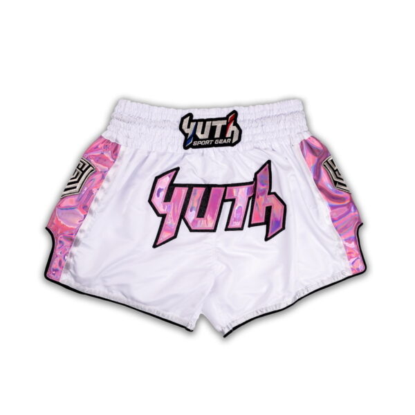 YUTH - Hologram Muay Thai Shorts White/Pink